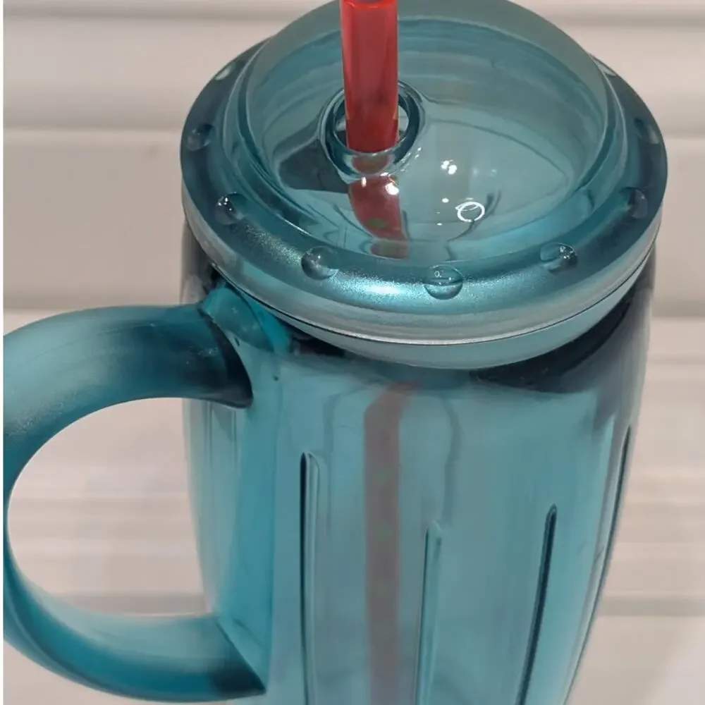 Starbucks Vintage Rocket Tumbler Travel Mug 2001 Barista Aqua Blue Plastic Retro